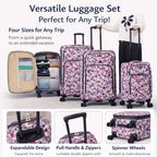 4-Piece Softside Spinner Luggage Set (20+24+28+32 inch) Lightweight Travel Suitcases with 360° Wheels, Telescopic Handle, Multi Pocket Design