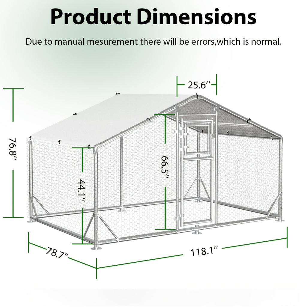 Large Metal Chicken Coop & Enclosure Kit, Featuring Climbing Perches, Wire Mesh Siding, And A Waterproof, UV-Resistant Canopy, Advanced Series Outdoor Walk-in Run, Suitable For Chickens, Ducks, Rabbits, And Dogs
