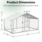 Large Metal Chicken Coop & Enclosure Kit, Featuring Climbing Perches, Wire Mesh Siding, And A Waterproof, UV-Resistant Canopy, Advanced Series Outdoor Walk-in Run, Suitable For Chickens, Ducks, Rabbits, And Dogs