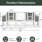 98" Large Chicken Coop For 6-8 Chickens | Wooden Chicken Hutch With Nesting Boxes, Outdoor Hen House Chicken Cage By Yodolla
