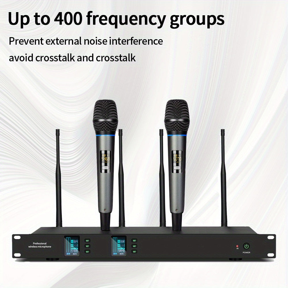 4-Pack All-Metal UHF Wireless Microphones - 4-Channel System For Karaoke, Church, Stage | Professional Grade