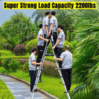 Ladders14 FT A-Frame Extension Ladder, Step Ladder Heavy Duty Stainless Steel Telescoping Ladder with Stabilizer Bar, 350 Lbs Capacity Multi-Position Ladder for Home, Indoor, Outdoor, Stairs, Roof, Folding Storage Ladder