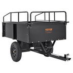 VEVOR Heavy Duty Steel ATV Dump Trailer, 750/1500-Pound Load Capacity 12/15 Cubic Feet, Tow Behind Dump Cart Garden Trailer, with Removable Sides and 2 Tires, for Mowers, Tractors, ATV, UTV