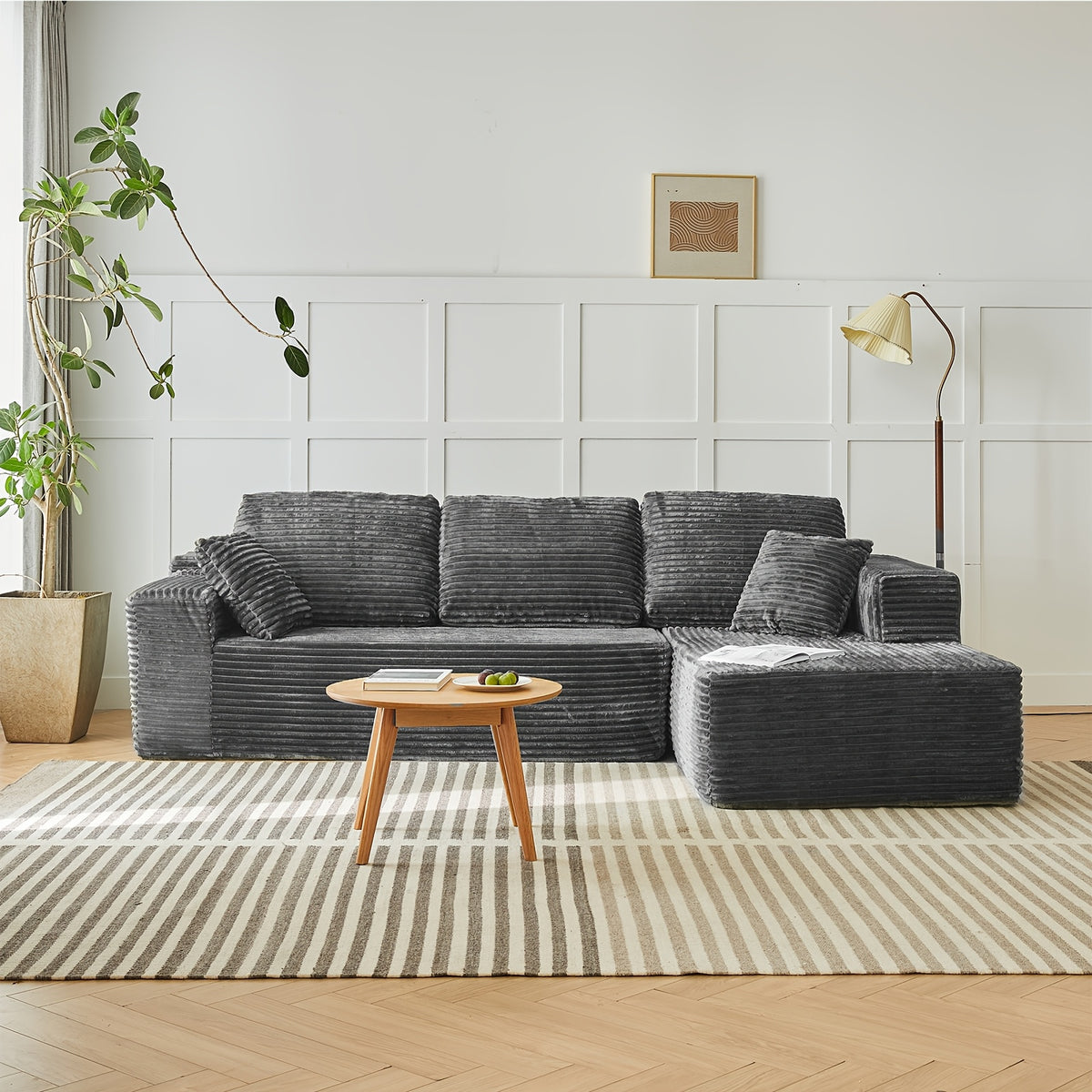 104" Cloud Modular Sectional Sofa Couch, Comfort L Shaped Sofa with Deep Seat, Modern Upholstered Couches for Living Room Bedroom, No Assembly Required, (Plush Corduroy)