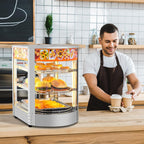 5-Tier Food Warmer Pizza Warmer Countertop, Food Warmer Display Pretzel Warmer with LED Lighting Removable Shelves Glass Door, Pastry Display Case for Buffet Restaurant Cafe, 110V 800W