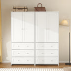 31.5" /47.3"/63" Wardrobe Armoire Closet with Mirror & Hanging Rod, Large Drawers & 2/3/4 Doors