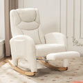 Rocking Chair Nursery, Modern Glider Chair with Adjustable Footrest And Solid Wood Legs, High Backrest Nursery Chair with Side Pocket, Rocker Armchair for Living Room Bedroom