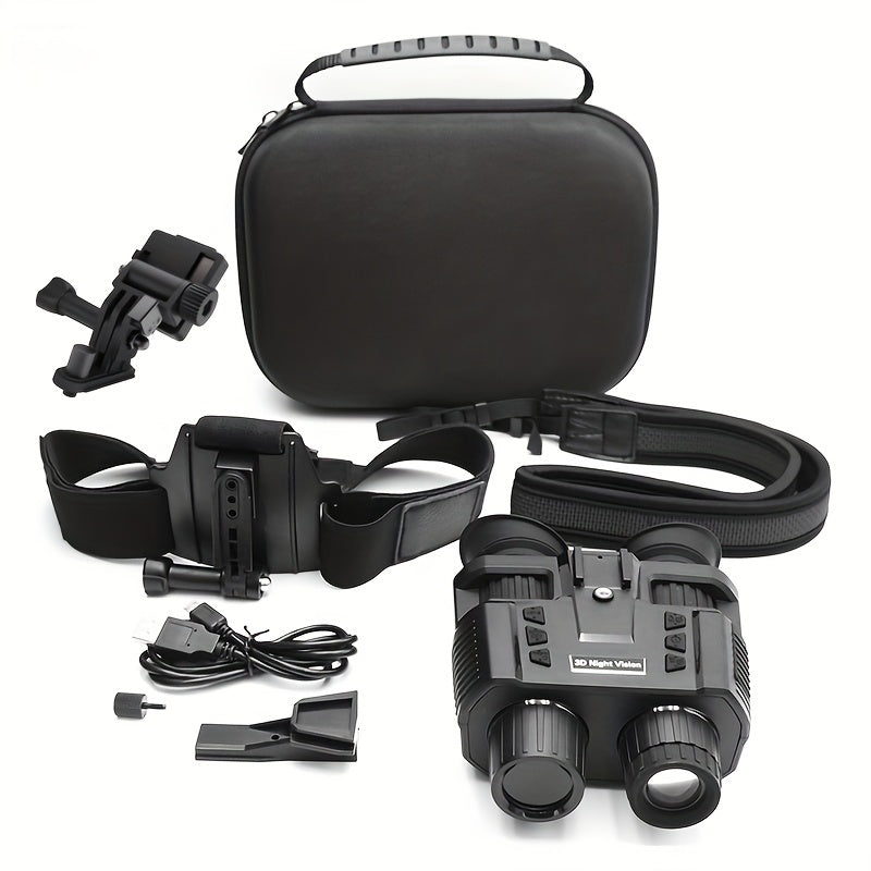 Tactical 3D Night Vision Binoculars HD Helmet Night Vision Goggles 8X Digital Magnification 1080P 3M Sensor 7-Level Adjustment 3W 850Nm IR Light Range 300M/985Ft for Hunting Surveillance Camping Caving Night Fishing Boating Wildlife Viewing