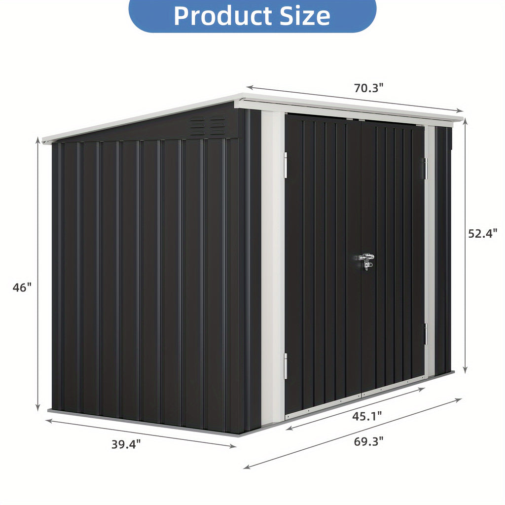 GUNJI 6X3.5 FT And 8X10 FT And 8X12 FT Outdoor Storage Shed, Large Metal Garden Shed with Lockable Waterproof Door, Garbage Cans, Pool Supplies, Tool Sheds for Backyard Garden Patio Lawn