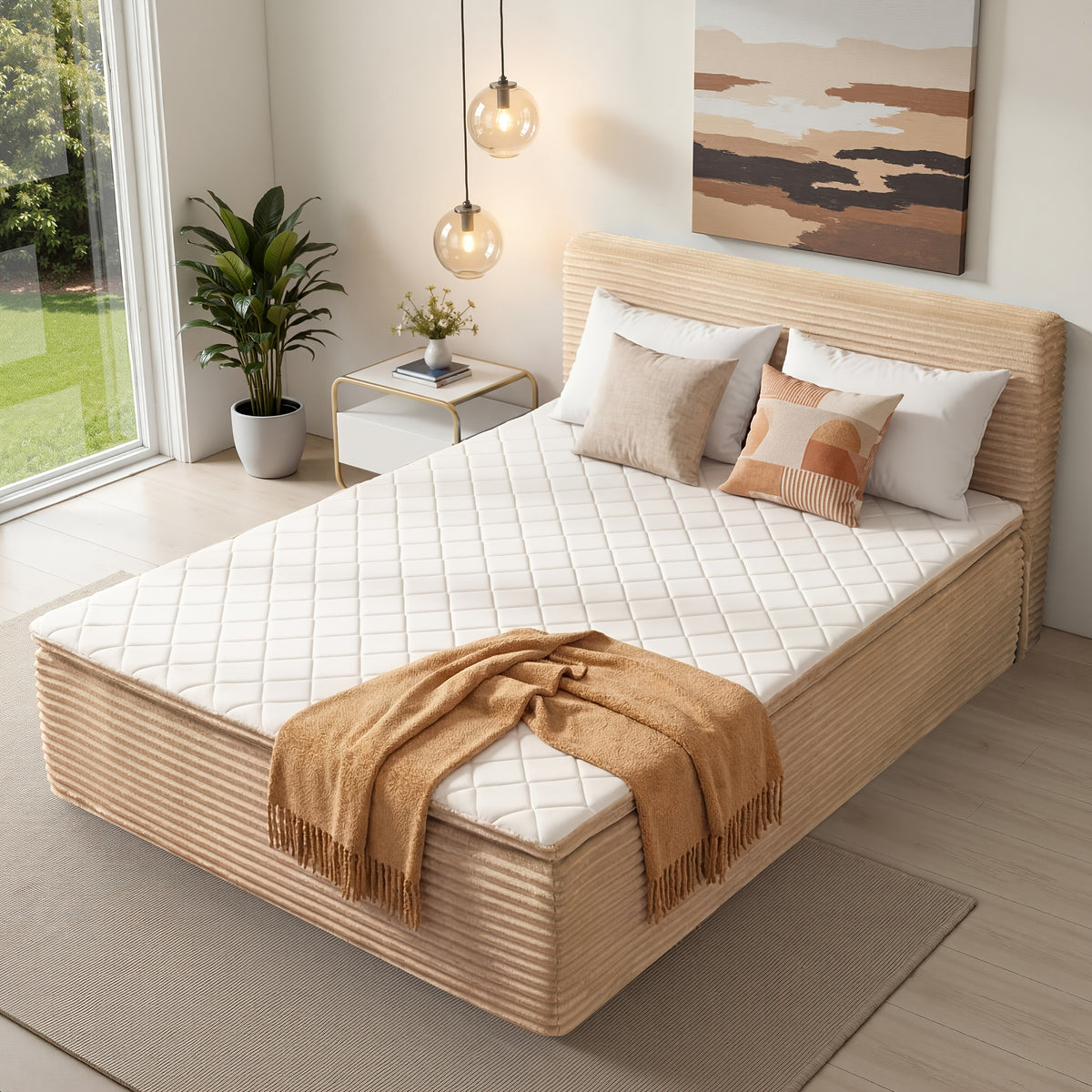 No Assembly Sofa Bed, All-in-One Design Shipped In A Compact Box. Unpack, Allow To Expand, And Use Same Day. Plush Fabric Bed & Couch With High Resilience Foam, For Living Room, Bedroom, Studio (Queen, Full, Twin)