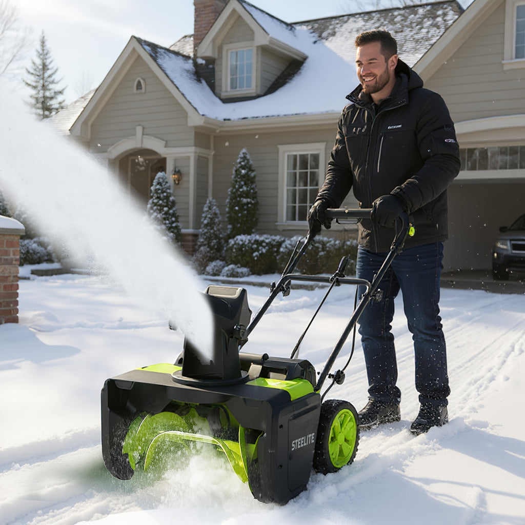 Steelite 40V Cordless Snow Blower, 20" Wide Clearing Capacity, 850 Lbs/Min, Includes 2x4.0 Ah Batteries & Charger, Tool For Easy Snow Removal