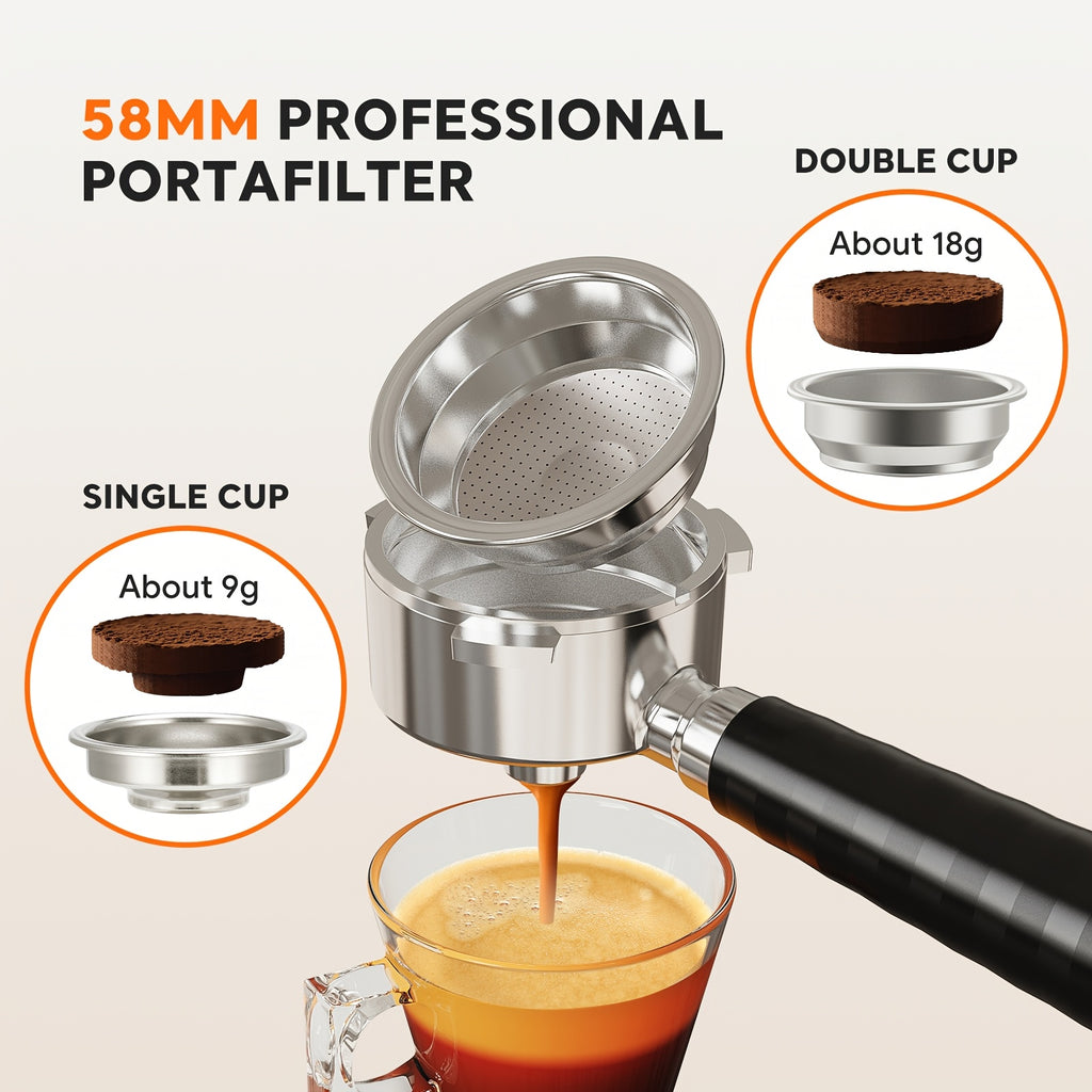Italian Espresso Machine with 19-Bar Pressure and Conical Burr Grinder for Cappuccinos and Lattes