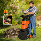 Maxlander 15-Amp Heavy-Duty Electric Wood Chipper, 11.89gal Corded Leaf Shredder, 1.75Inch Cutting Capacity, Corded Chipper With Collection Bag, Wood Chippers, Shredders, & Mulchers, Yard Waste Mulcher For Branches And Twigs