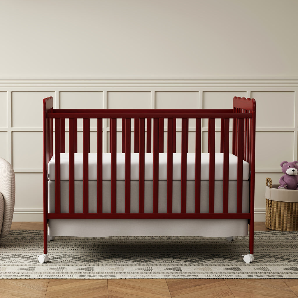 Goldzone 4in 1 Convertible Baby Crib, Wooden Baby Stuffs Converts Into Toddler Bed, Daybed, Newborn Essential with 3 Adjustable Base, Nursery Decor Necessities with Wheel & Non-Toxic Finishes, Item Weight: 36lbs, Maximum Weight Recommendation: 50lbs