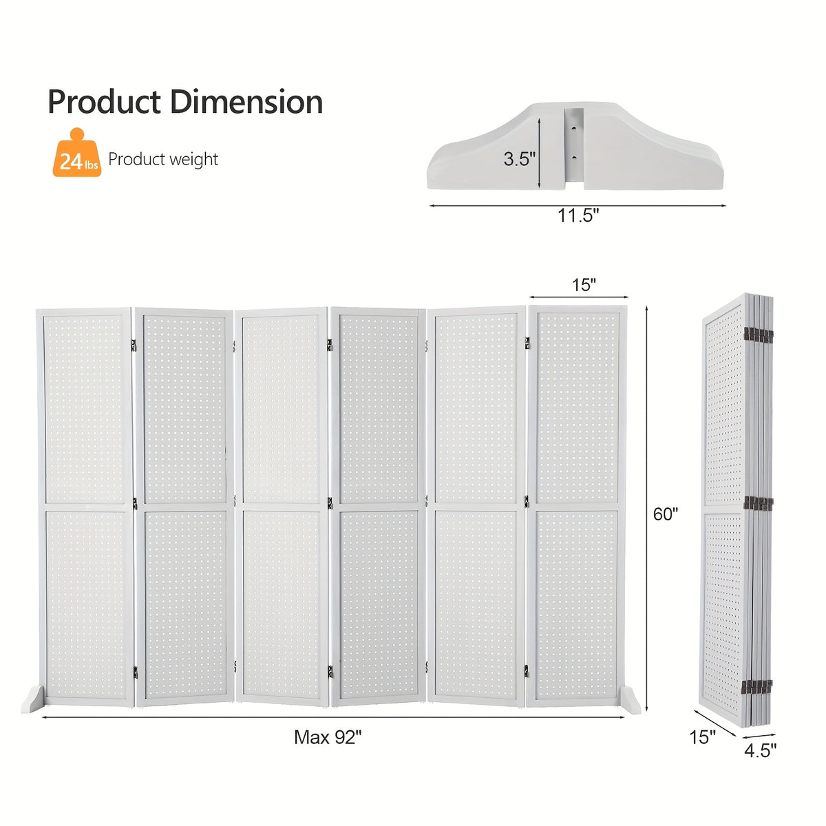 Heavy-Duty Freestaggng Pegboard Room Divider - Folding Privacy Screen Partition with Sturdy Feet, Natural Wood Finish - for Home, Office, Retail Displays, Events - Space-Saving Organizer & Decorative Partition Panel, Event Partition, Versatile Display Boa