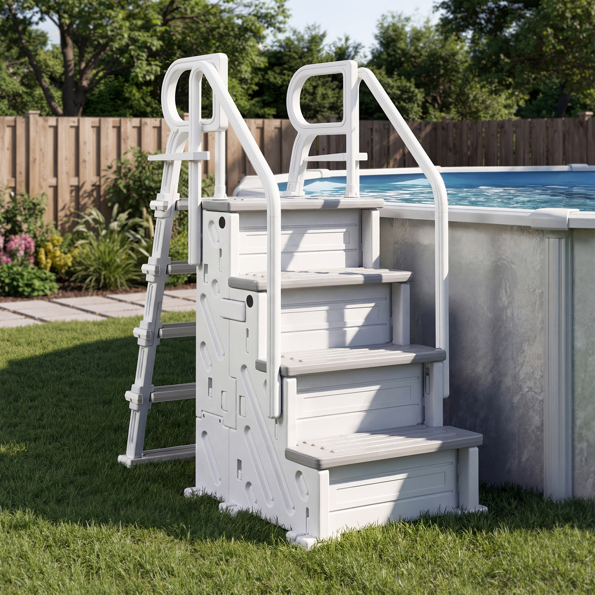 Pool Ladder Above Ground, Heavy Duty 4-Step Pool Ladder with Dual Handrails And Non-Slip Steps, 500 LBS Load Capacity, for 46-58 Inch