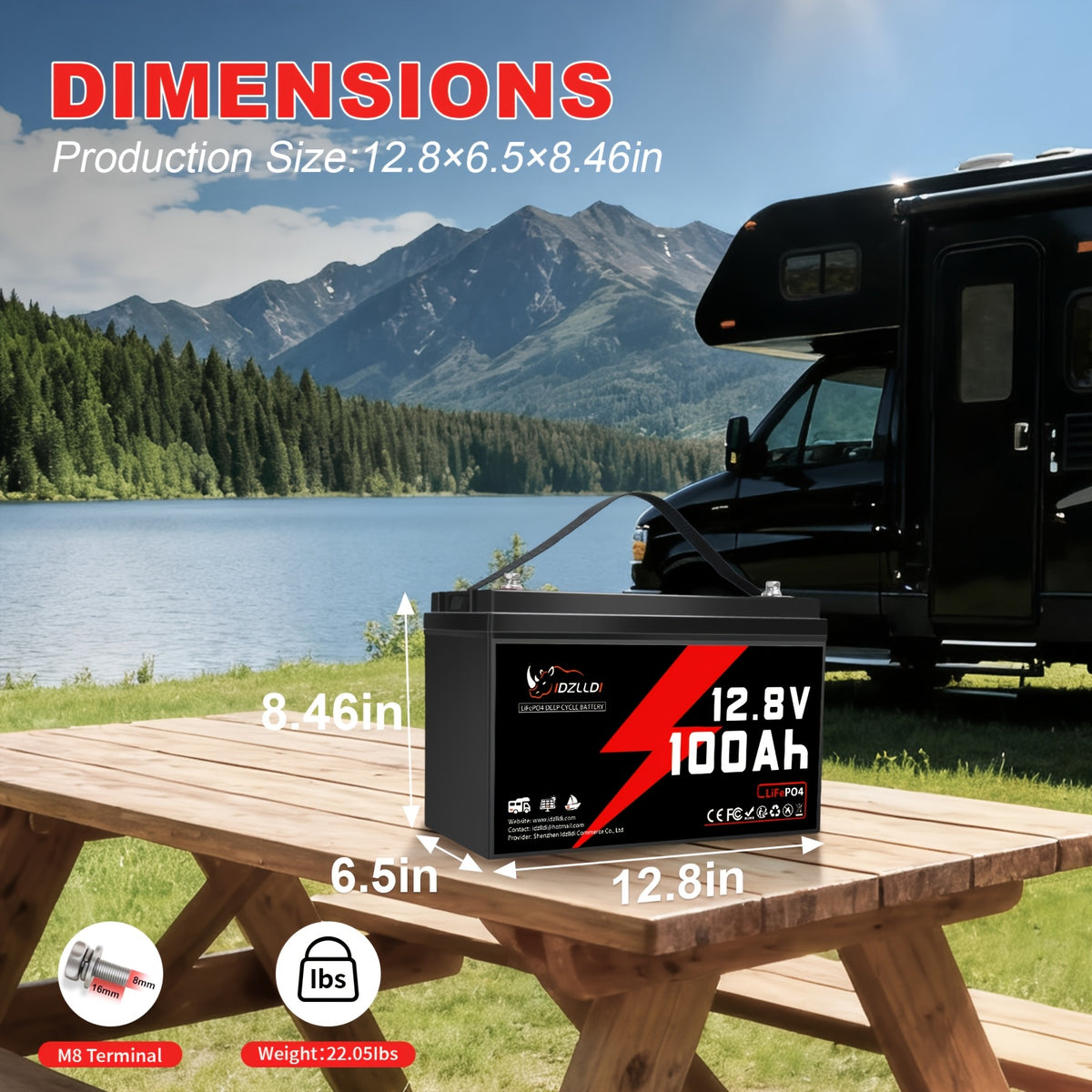 LiFePO4 Lithium Battery | 12V 100Ah/100Ah * 2, 100A BMS, 1280Wh Power Output, Suitable for RV, Solar Energy, Off Grid Systems, And Home Energy Storage