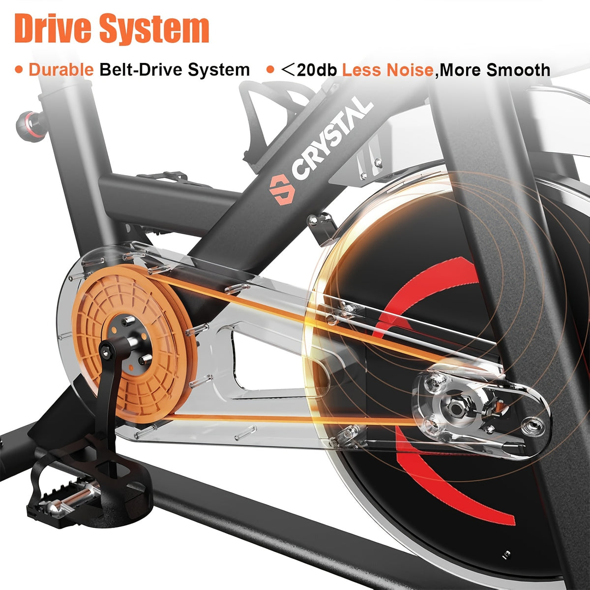 CRYSTAL FIT Indoor Exercise Bike, Cycling Bike Plus Magnetic Resistance/Brake Pad Stationary Bike with Tablet Holder LCD Monitor 300lbs Weight Capacity &Upgraded Comfortable Seat Cushion