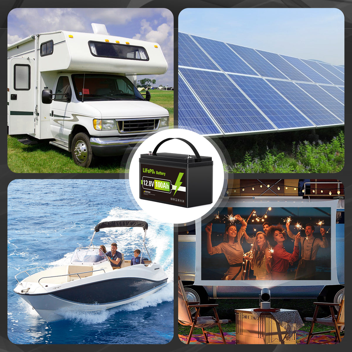 12V 100Ah LiFePO4 battery 1280Wh Group 31，Built-in 100A BMS, Grade A Deep Cycle Battery Supports Series and Parallel Connections,RV, Solar, Marine, Camping and Off Grid Applications