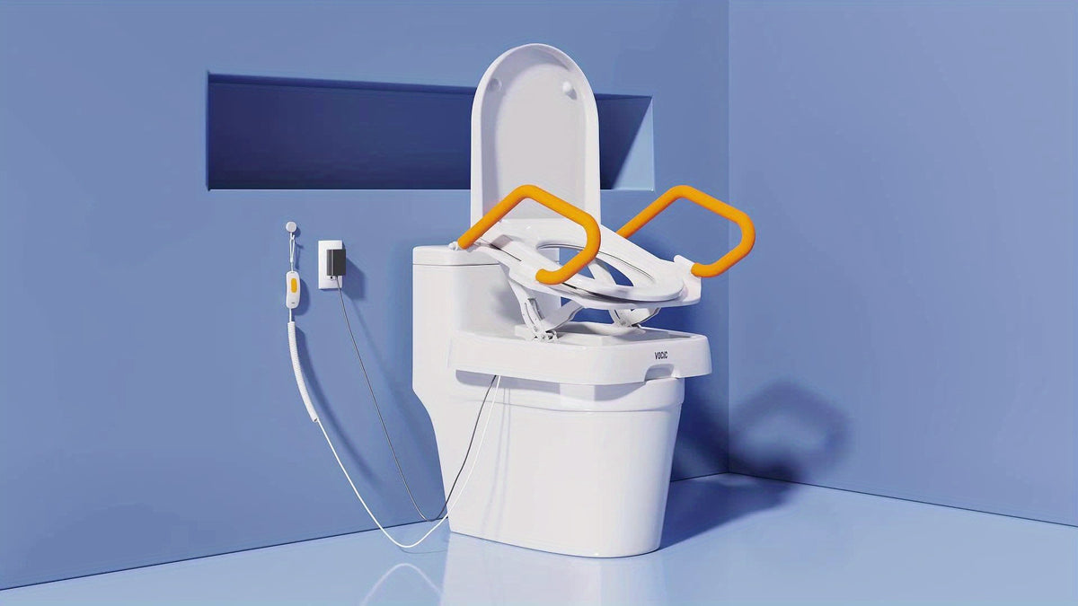 [For Elderly] Electric Raised Toilet Seat, Electric Toilet Seat Lift, Powered Toilet Seat Riser with Handles, Toilet Lift Seat for Elderly, Support Up to 330LBS