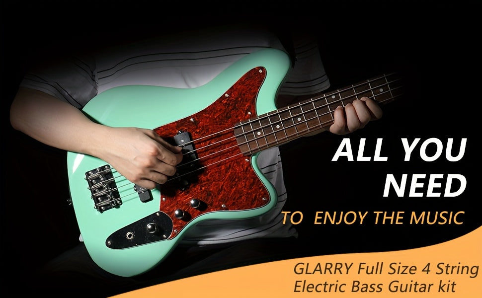 Glarry 4-String Electric Bass Guitar Kit, with Red Pearl Guard Board, Full Size Bass Guitar Kit with 20W AMP, Tuner, Bag And Additions, for Beginner, Bass Musician, Christmas/Festival/Birthday Gift