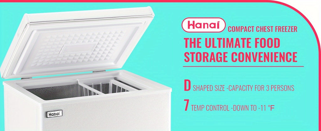 WANAI Chest Freezer Mini Small Deep Freezer Apartment Dorm Freezers with 7 Temp Control Fast Cooling Portable for Home Office Business Dorm