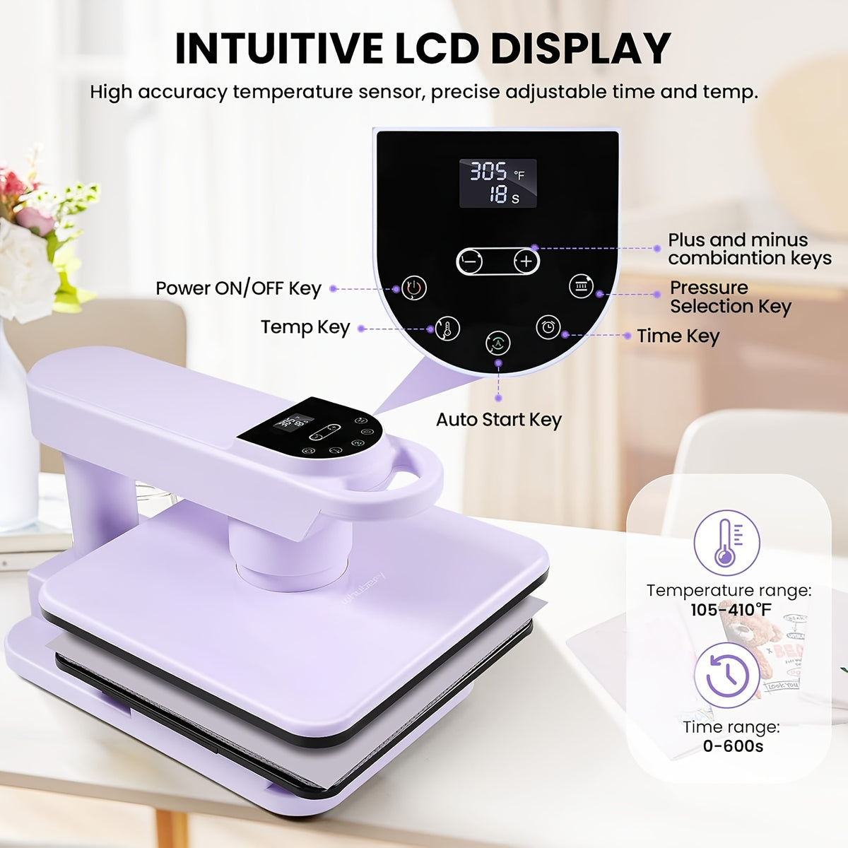 15x15 Inch Swivel Auto Heat Press Machine, 360° Swing Away Smart T-Shirt Printing W/Auto Press & Auto Release & Auto-Off, 7 Adjustable Pressures & 1.85" Higher Heating Height For HTV, Dual-tube Heatinbg, Sublimation, Heat Transfer Projects