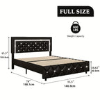 Halloween Twin Full Queen King Upholstered Bed Frame, Diamond Tufted Headboard, Faux Leather Bed Frame With Headboard & Footboard, Wooden Slats Support, No Box Spring Needed, Easy Assembly, Black/White/Pink/Green Christmas