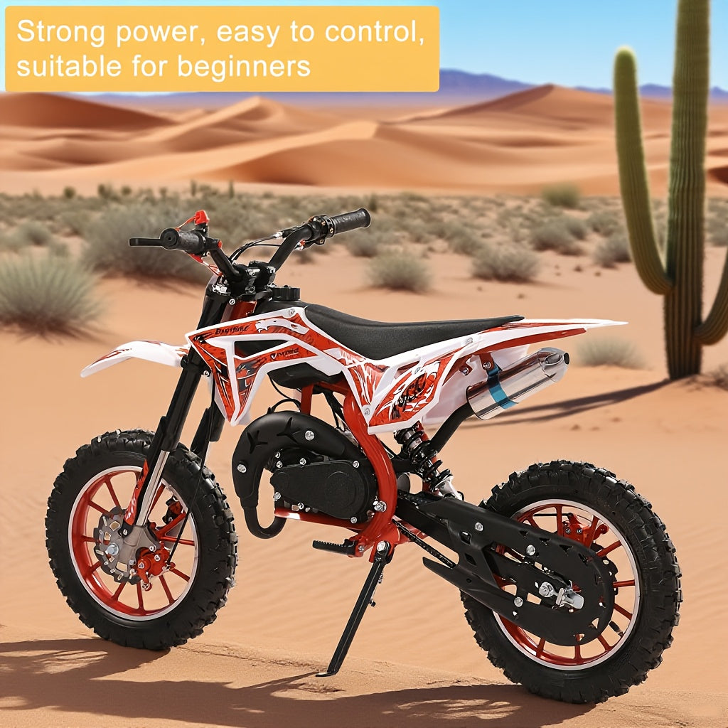 49cc 2-Stroke Mountain Dirt Bike, Gas Power Motocross, Off Road Mini Motorcycle, Pocket Motorbike With Front Rear Disc Brakes, Maximum Speed Up To 20mph, Without Battery