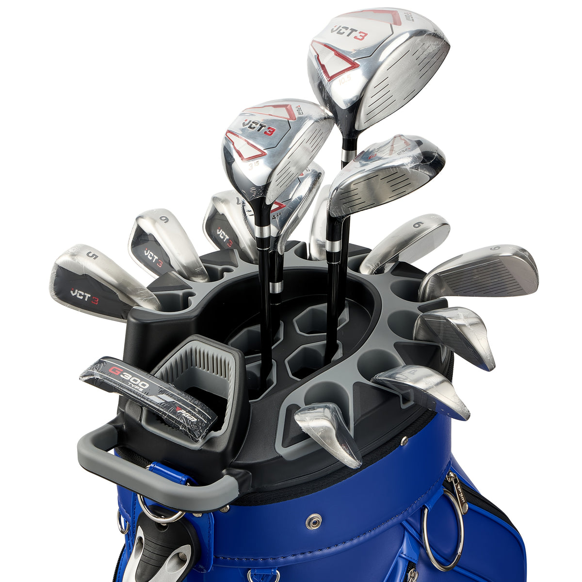 PGM Golf Cart Bag With 14 Way Organizer Divider Top, Premium Cart Bag With Handles And Rain Cover For Men/Blue