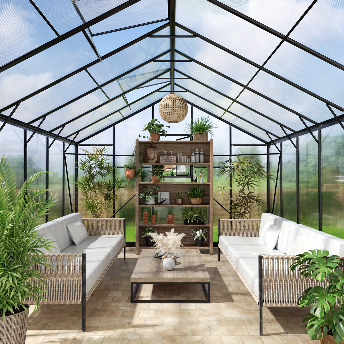 [Large Walk-in Greenhouse] VIWAT Greenhouse for Outdoors, Polycarbonate Greenhouse With Quick Setup Structure and Roof Vent, Aluminum Large Walk-in Greenhouse for Outside Garden Backyard, Garden Houses