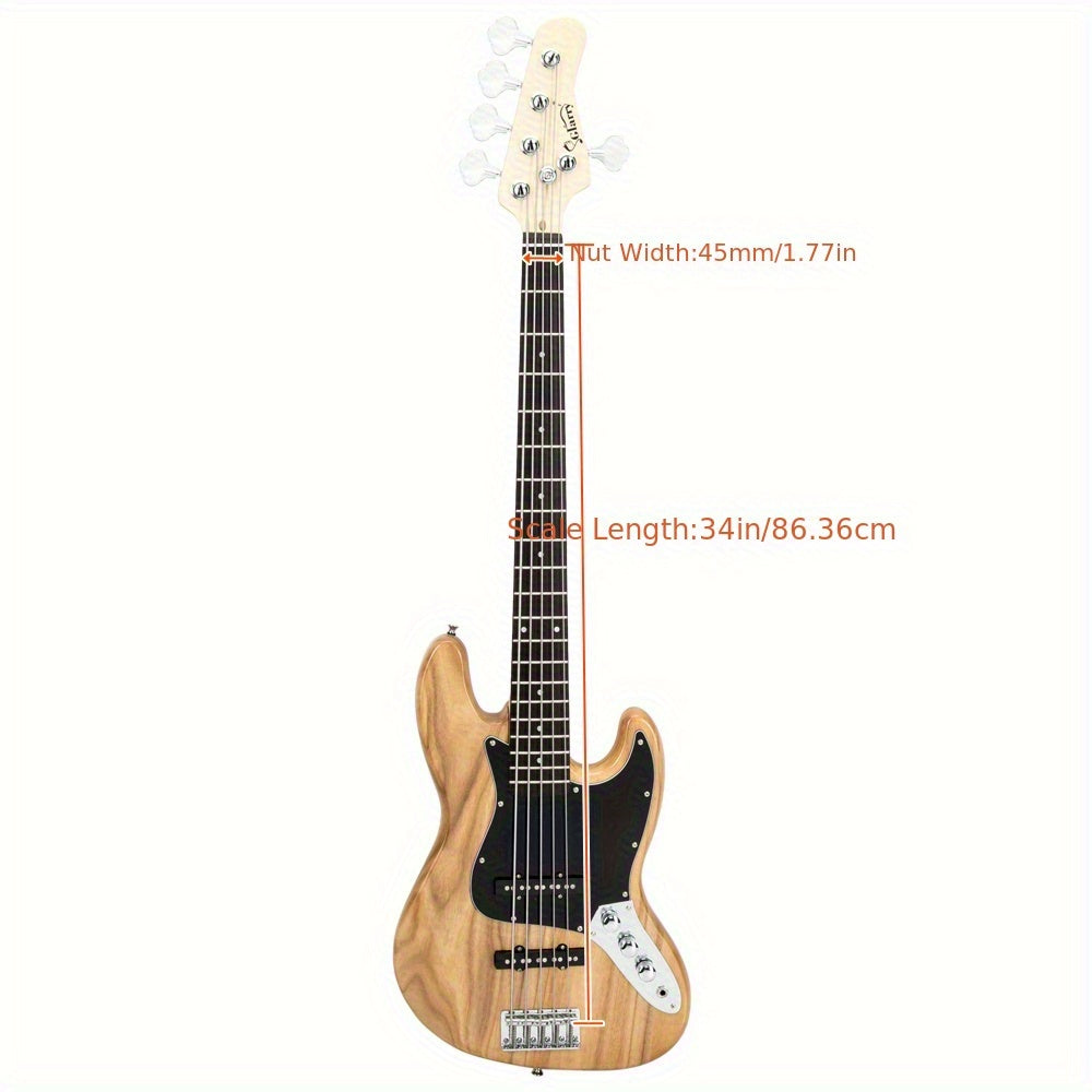 Complete Set: Full-Sized Gjazz Electric 5-String Bass Guitar in Burlywood, Including a , Strap, Pick, Connector, And Wrench Tool