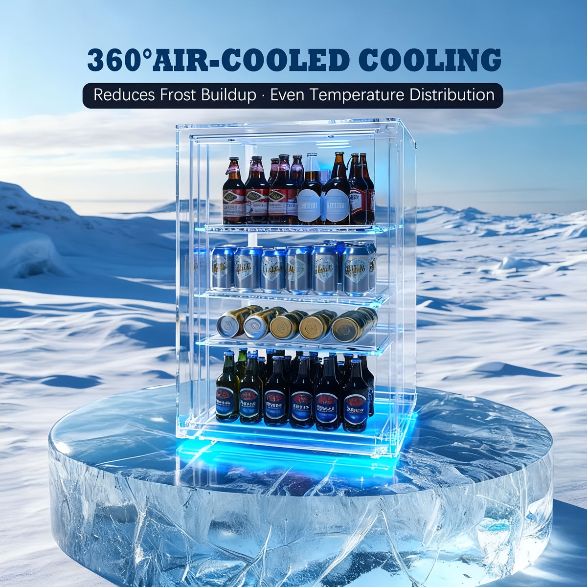 Beverage Fridge, Mini Fridge With Glass Door, Beverage Cooler Refrigerator, Wine Drink Beer Cooler, Adjustable Shelves & Temperature Control