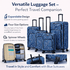 4-Piece Softside Spinner Luggage Set (20+24+28+32 inch) Lightweight Travel Suitcases with 360° Wheels, Telescopic Handle, Multi Pocket Design