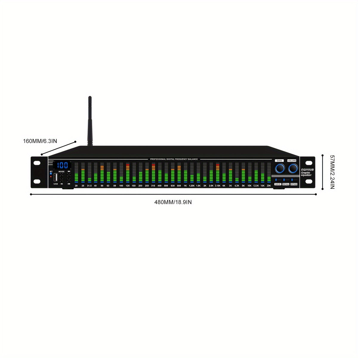 1U-EQ31 Digital Equalizer | Equipped with Real-time Spectrum Analysis, Suitable for Home Audio Systems, Studio Grade Equalizers, And Can Be Used In Conjunction with Audio Amplifiers, Amplifiers, Mixing Consoles, Mixers, Microphones, And Other Equipme