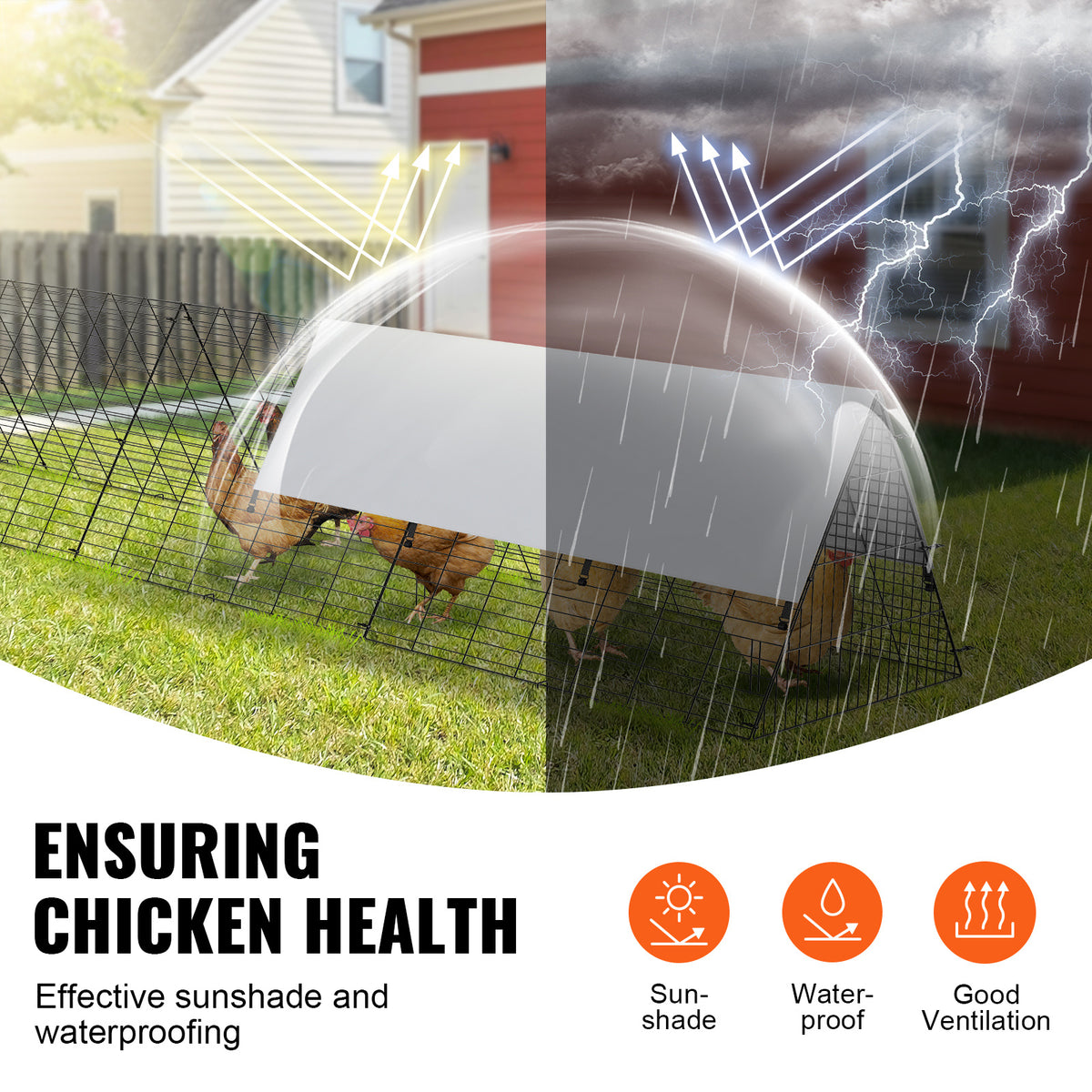 VEVOR Chicken Tunnels, 157.5 x 39.4 x 24.2 inch (LxWxH) Chicken Tunnels for Yard, Portable Chicken Tunnels for Outside with Corner Frames, Chicken Coop Run, Suitable for Chickens, Ducks, Rabbits