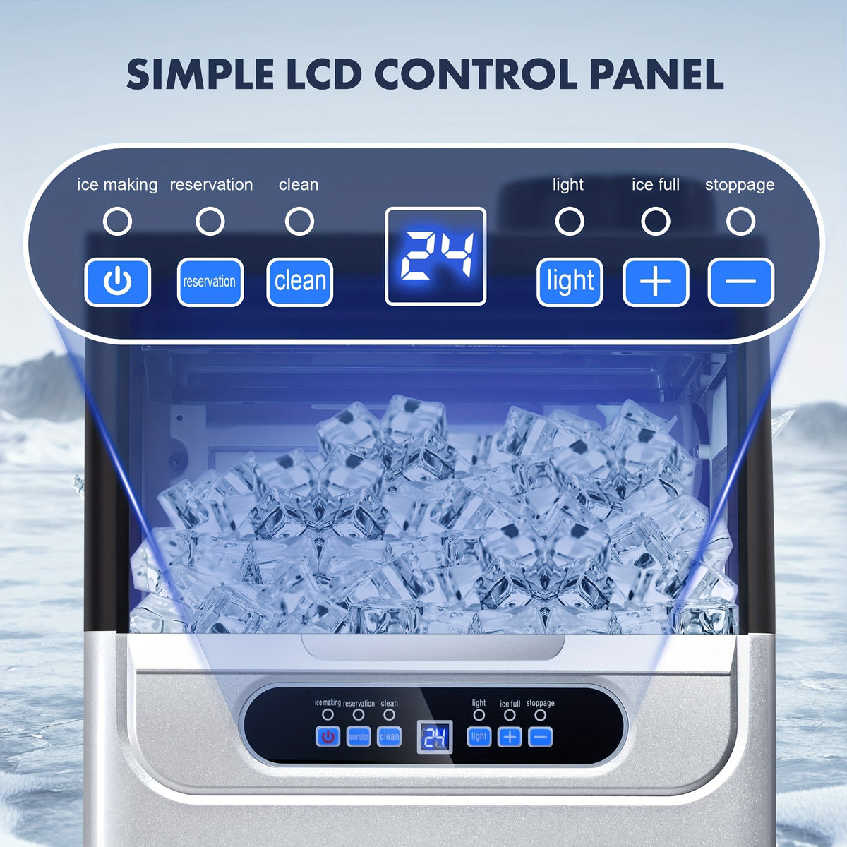 [For Home/Party/Bar] Commercial Ice Maker Machine 90LBS/24H With 22LBS Storage Bin, Freestanding/Under Counter Ice Machine For Home/Party/Bar/Restaurant