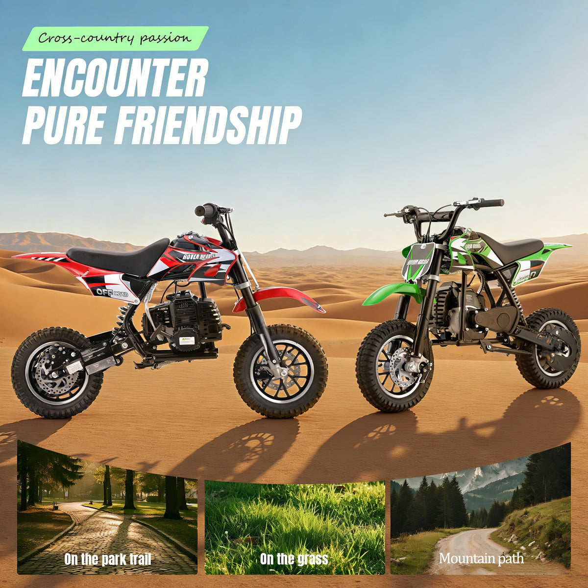 4-Stroke Gas Mini Off-Road Racing Motorcycle, Pocket Motorcycle, Two-Stroke Off-Road Racing Motorcycle, Gasoline-Powered Off-Road Racing Motorcycle, Equipped with Off-Road Tires, Shock Absorbers, Pull Start, Front and Rear Disc Brakes, Top Speed 20 mph-