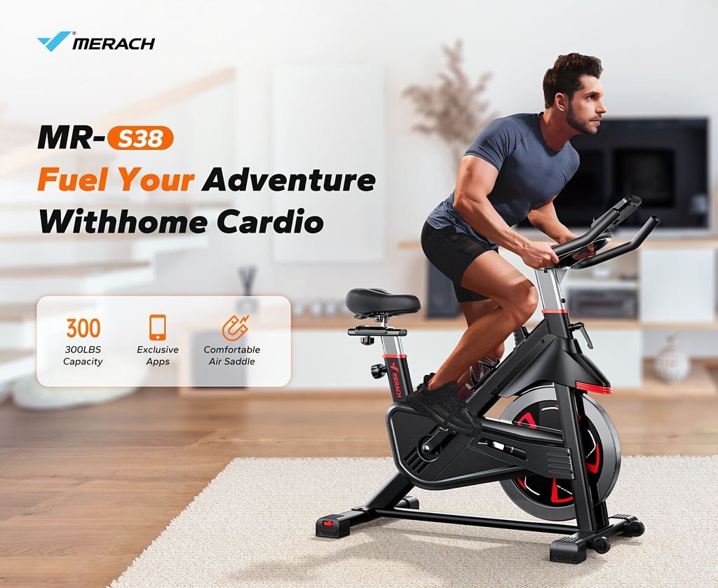 MERACH Exercise Bike Indoor Cycling Bike with 350lbs Weight Capacity & 40 Lbs Flywheel LED Monitor Free APP, Stationary Bike for Cardio Workout, Workout Equipment for Home Gym