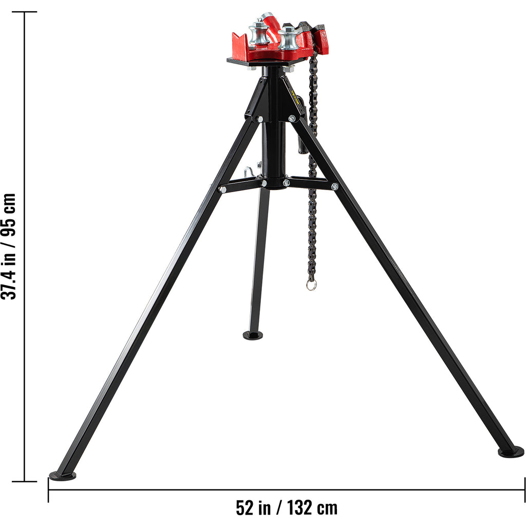 VEVOR Tripod Pipe Chain Vise, 1/8\"-5\" Pipe Capacity, 36.4“ Length Chain Vise Stand with Portable Folding Steel Legs, for Grabbing, Supporting and Bending Pipes in Factory, Workshop and Home