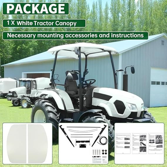 Tractor Canopy Compatible with All ROPS 48-3/8" X 48-3/8" Equipped Tractors and Mowers with a 2" x 2" or 2" x 3" ROPS (Will Add About 4'' to The Height of The Tractor, Red/Orange/Green/Wthite)
