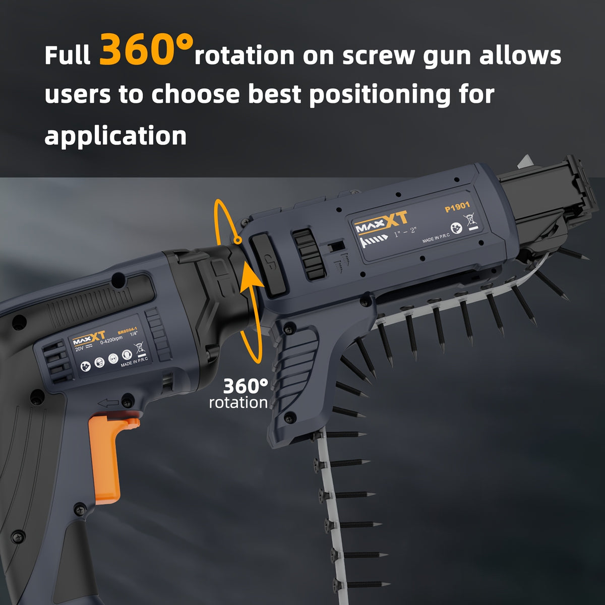 Drywall Screw Gun – MAXXT 20V Cordless Autofeed Screwdriver for Drywall Installation and Construction Projects