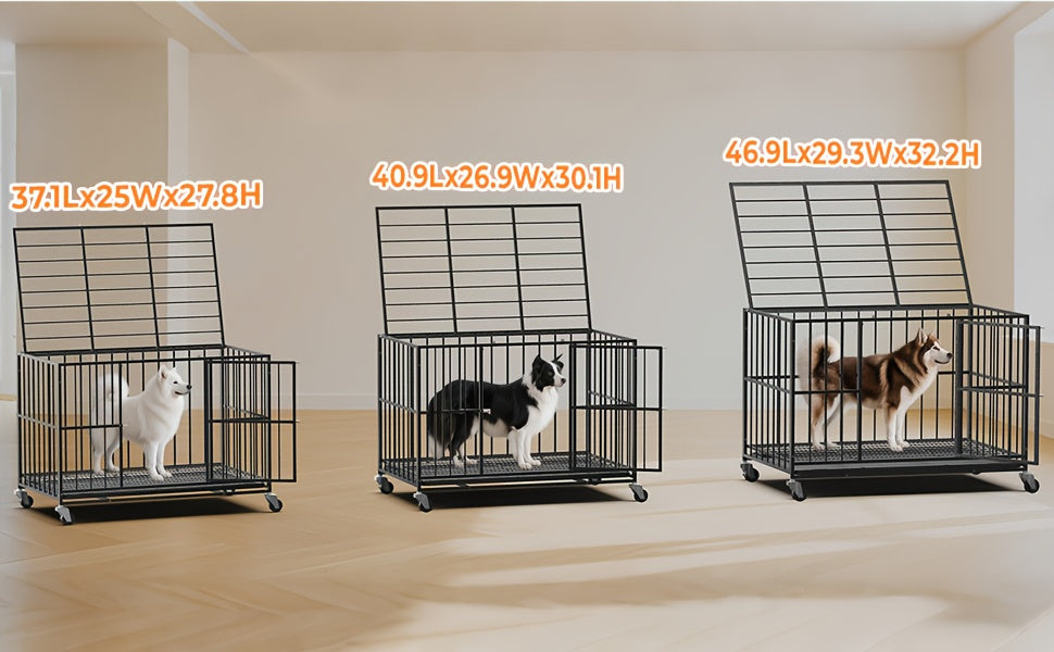 Large Indoor Dog Crate with Wheels, Removable Door Panel, Indoor Kennel, Easy to Clean, Removable Tray, Extra-large Dog Crate Suitable for Large And Medium-sized Dogs