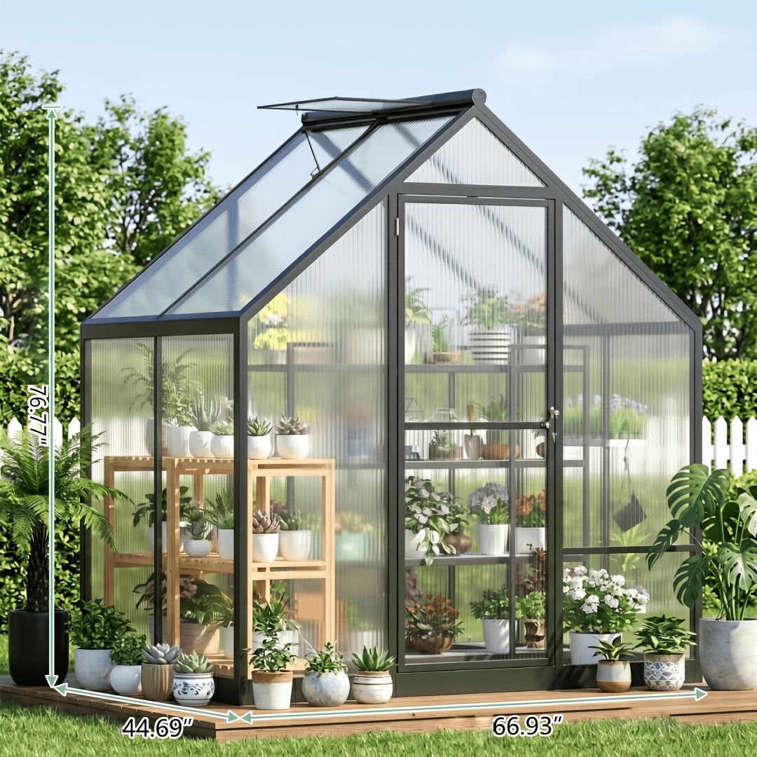 [Polycarbonate Greenhouse] 10X12 FT Greenhouse, Greenhouses For Outside, Polycarbonate Greenhouse With Aluminum Frame, Lockable Door And Ajustable Roof Vent For Backyard, Green Houses For Outside Garden Backyard, Patio, Garden Houses
