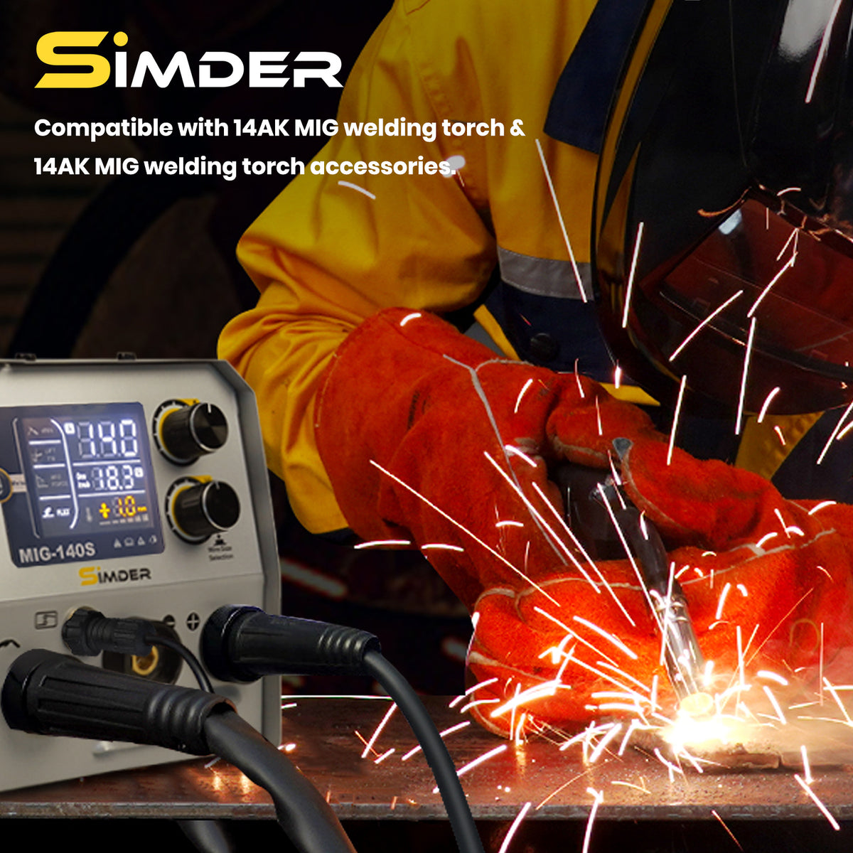 MIG Welder 3 In 1 MIG/ARC/Lift TIG Welder With 24pcs 14AK MIG Welding Accessories, 110V 140A Smart LCD MIG-140S Welding Machine with TIG Torch, ARC Force, IGBT Inverter, Automatic Wire Feeding, Stable Arc, Intelligent Cooling and Overload Protection, Perf