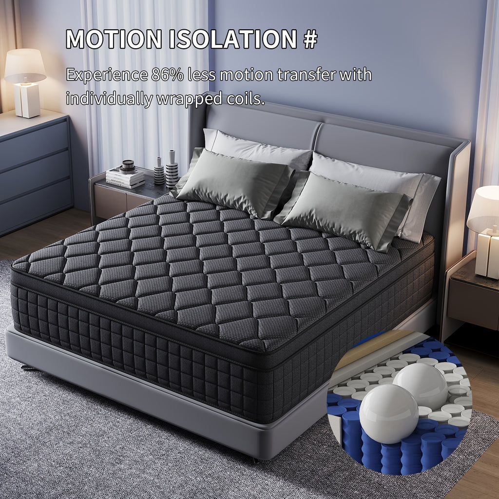 10in/12in/14in Twin, Full, Queen, King, Mattress Memony Foam And Spring, Hybrid Mattress, Medium Firmness, Lumbar Support, For Home RoomsHotels, Boxed 8in/10in/12in/14in