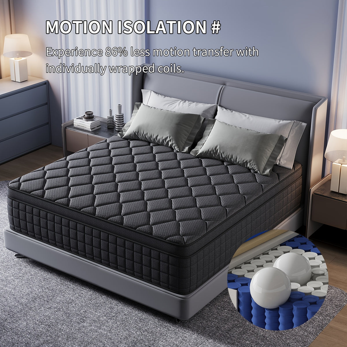 10in/12in/14in Twin, Full, Queen, King, Mattress Memony Foam And Spring, Hybrid Mattress, Medium Firmness, Lumbar Support, For Home RoomsHotels, Boxed 8in/10in/12in/14in