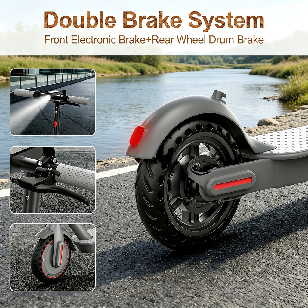 Long Distance Range, Foldable Adult Electric Scooter, 350W Motor, 8.5" Anti-Slip Solid Tires, Smart APP & LCD Dashboard, 3 Adjustable Speeds, Dual Safe Brakes, LED Headlight Taillight, Built-in Bell, Aluminum Alloy Frame, 265 LBS Max Load