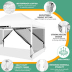 Hoteel 10x15 Heavy Duty Pop Up Canopy Tent with 4 Sidewalls, Commercial Gazebo Party Tent with Mosquito Netting Wall Easy Up Outdoor Instant Screen Tent for Backyard, Beach, Patio, Garden