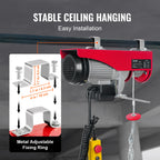 VEVOR 880lbs Electric Hoist with 14 FT Wired Remote Control, Electric Hoist 120 Volt with 20-40 FT Lifting Height for Garage Warehouse Factory